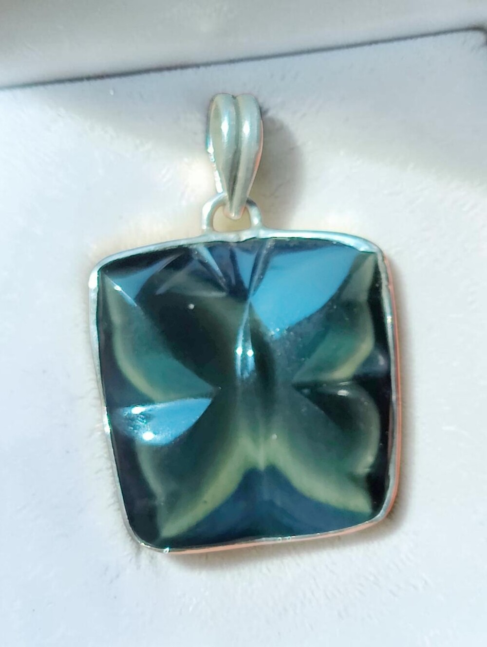 Sterling Silver Carved Obsidian Butterfly Pendant